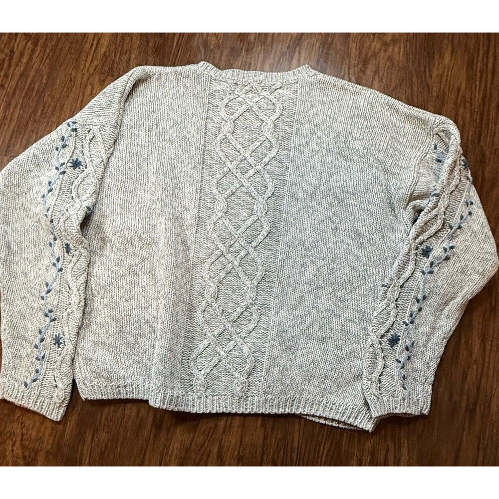 Christopher & Banks Women’s Sweater Large Grey Blue Hand Embroidered - Picture 4 of 4